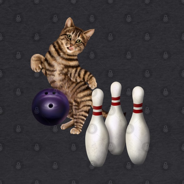 Bowling tabby cat by Mehu Art